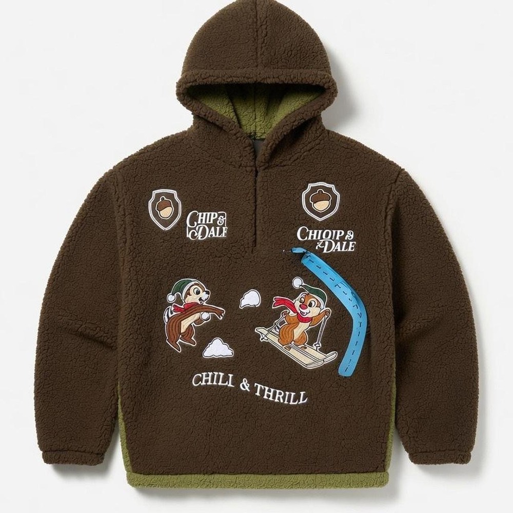 Disney Chip & Dale 'Chill & Thrill' Sherpa Fleece Pullover Hoodie Brown